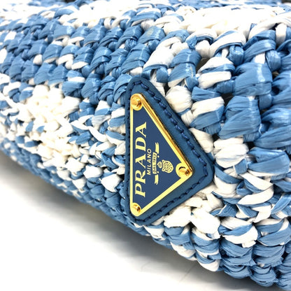 Prada Woven Fabric Blue Tote Bags