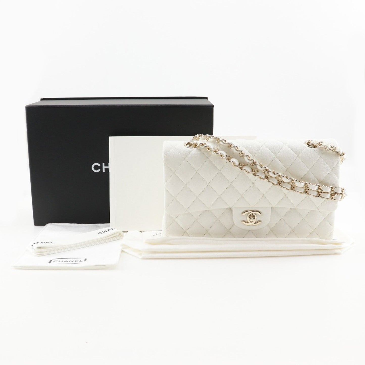 Chanel Calfskin White Shoulder Bags