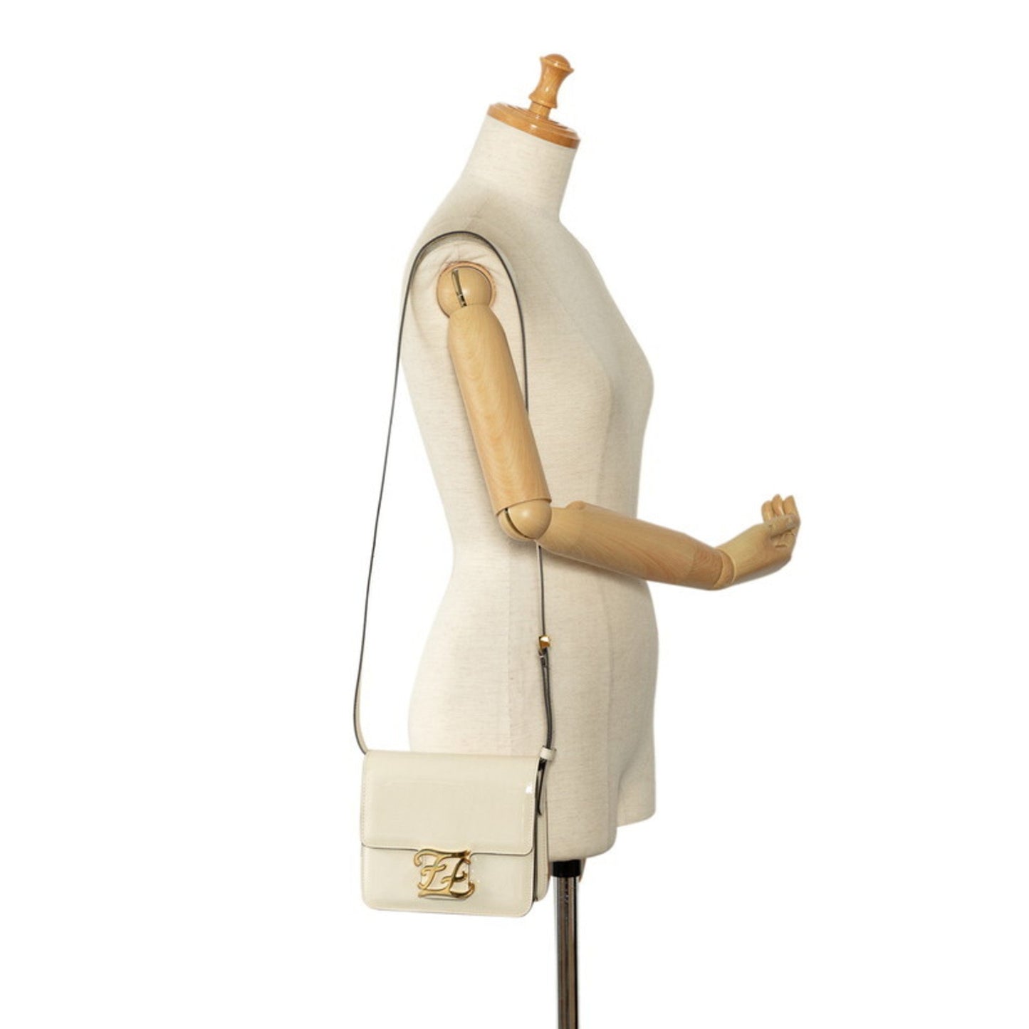 Fendi Patent White Shoulder Bags