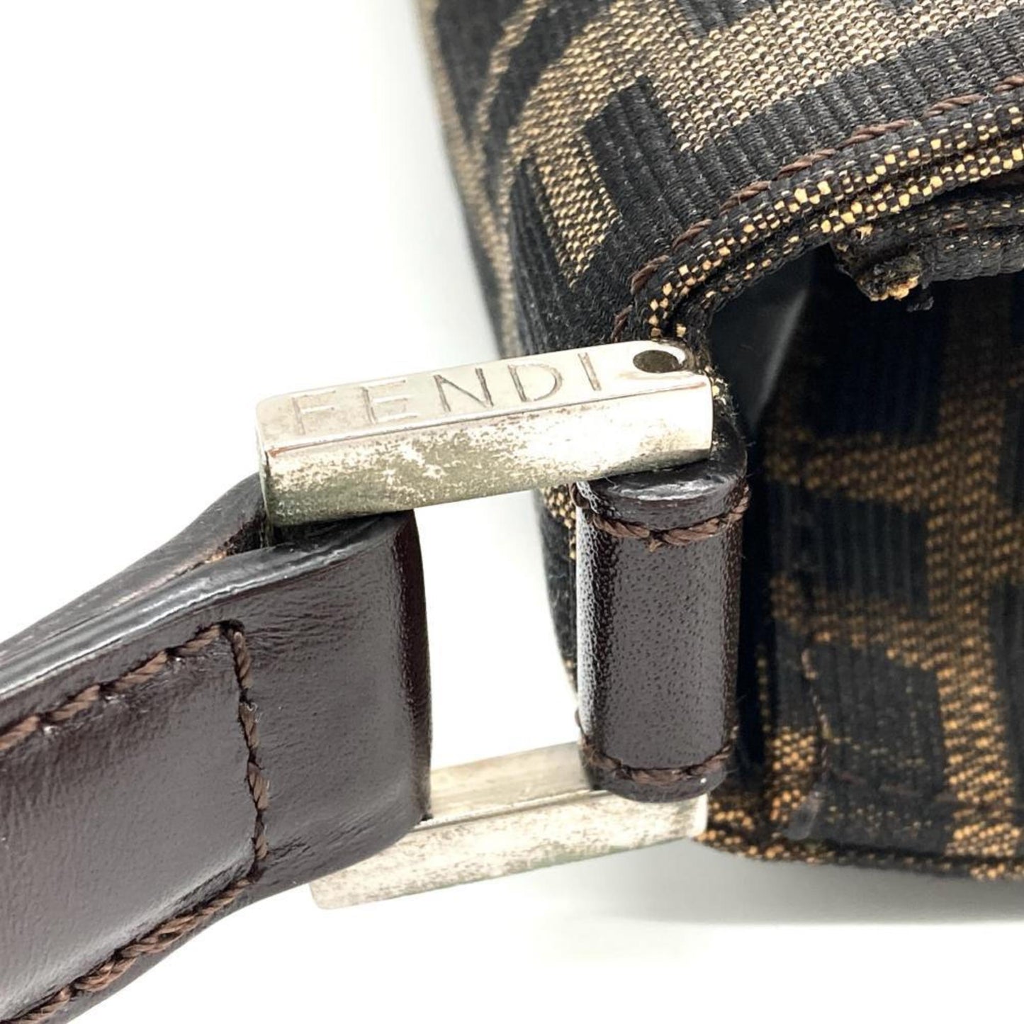 Fendi Woven Fabric Green Shoulder Bags