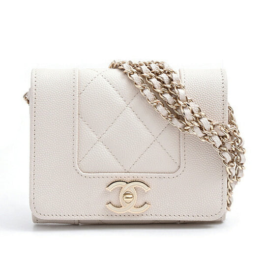 Chanel Calfskin White Shoulder Bags