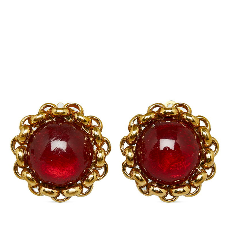 Chanel Red Resin Clipon Earrings