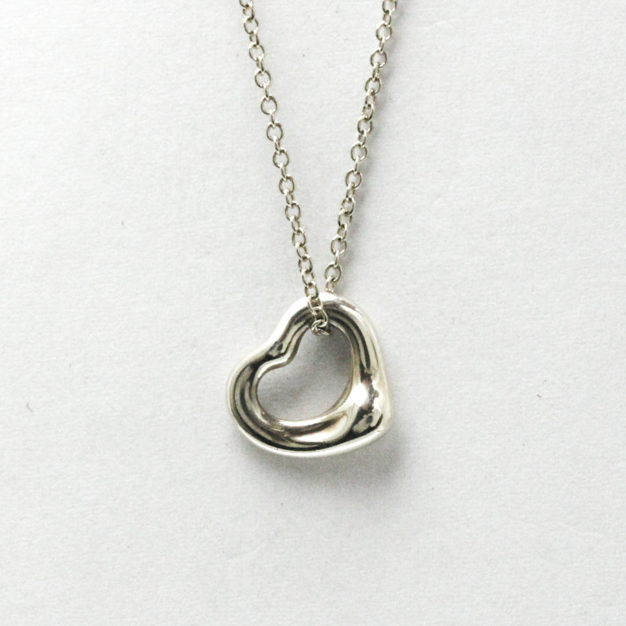 Tiffany & Co. Open Heart Silver Pendant Necklace with Box and Dust Bag