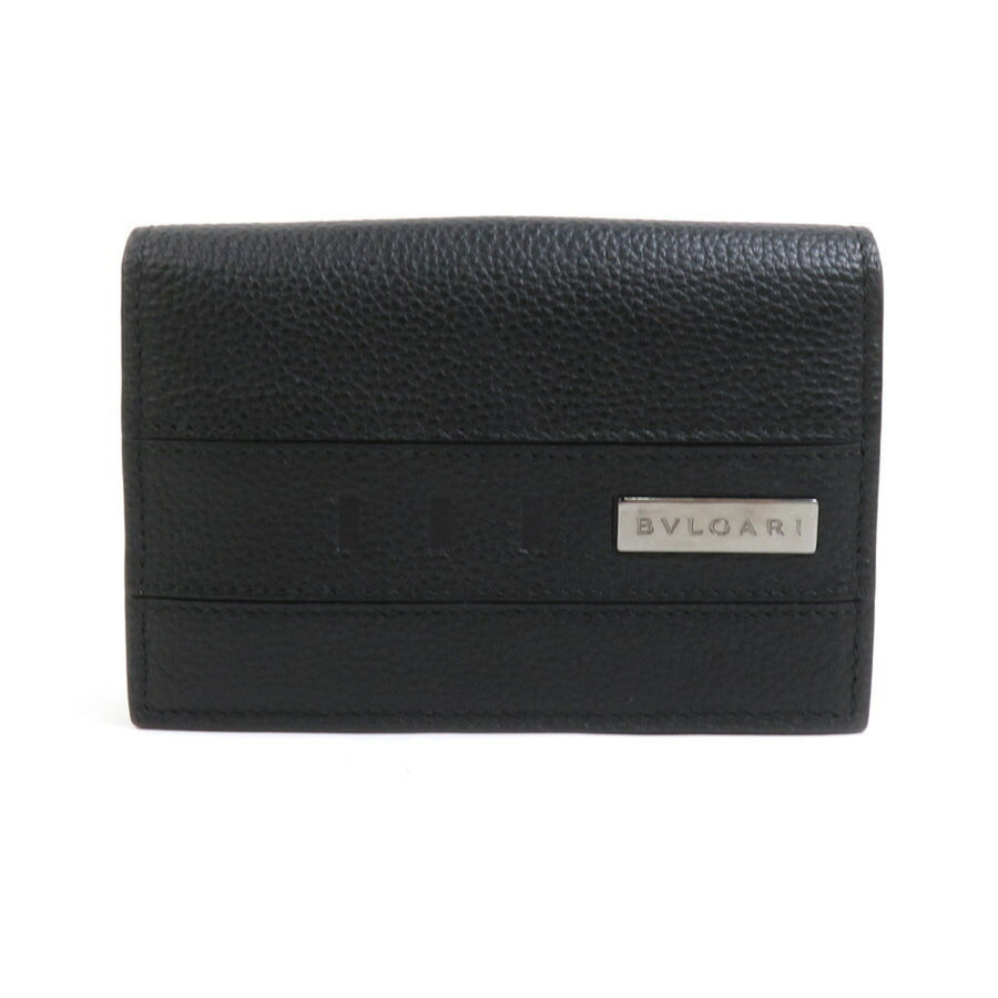 Bulgari Leather Wallet with Metal Plate