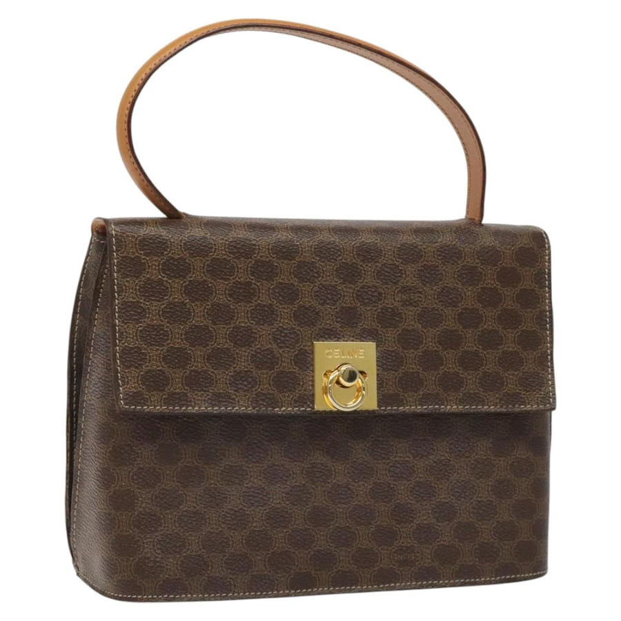 Celine Canvas Handbag with Handle Drop and Metal Fittings