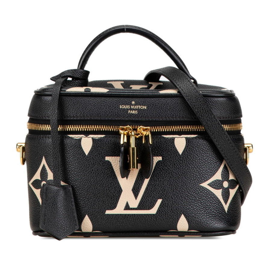 Louis Vuitton Leather Vanity Bag with Shoulder Strap and Accessories