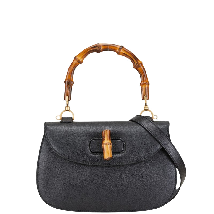 Gucci Bamboo Leather Shoulder Bag with Dust Bag and Mirror