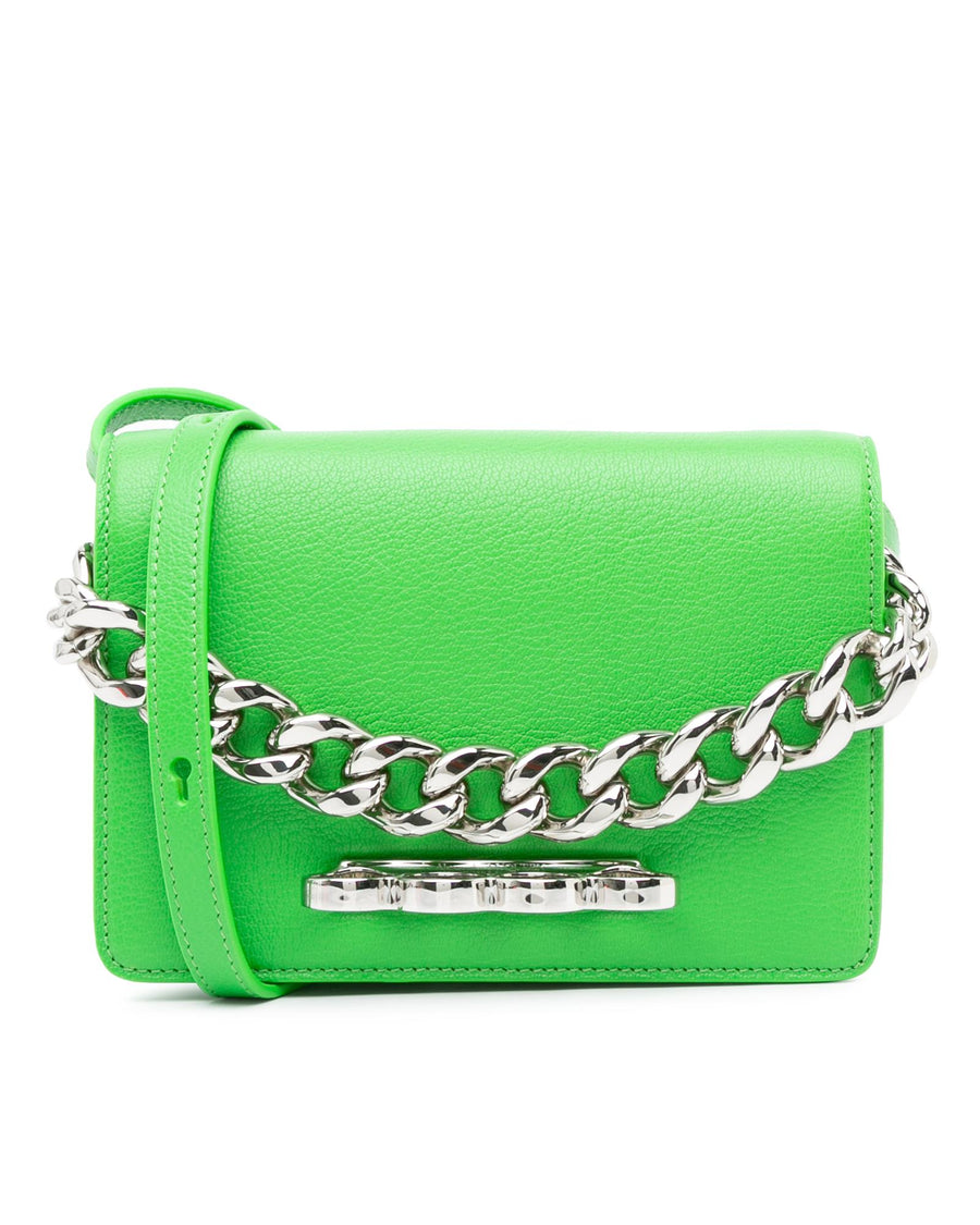 Alexander McQueen Calfskin Four Ring Knuckle Satchel with Chain Handle