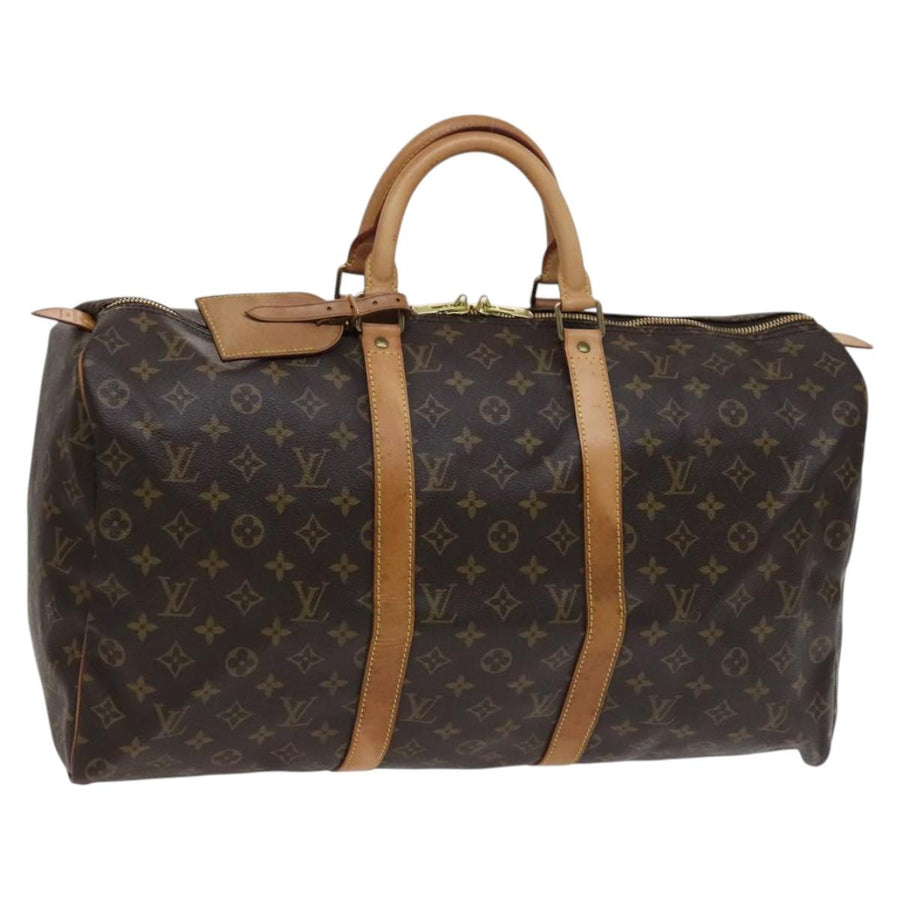 Louis Vuitton Keepall 50 Canvas Travel Bag with Name Tag