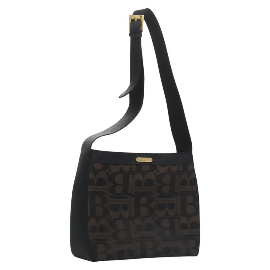 Burberry Canvas Shoulder Bag with Adjustable Strap and Metal Accents