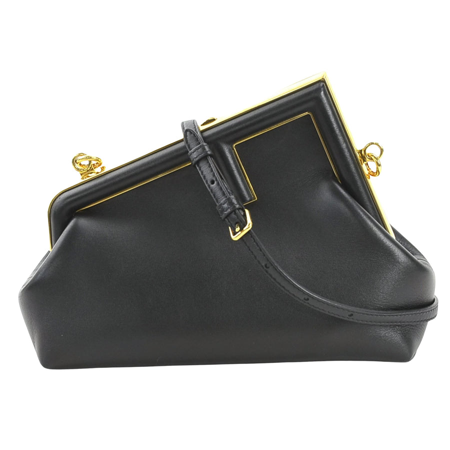 Fendi Leather Clutch with Metal Fittings and Slight Rubbing Condition