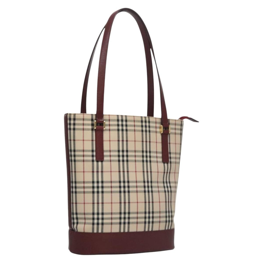 Burberry Canvas Check Pattern Tote Bag with Handle Drop