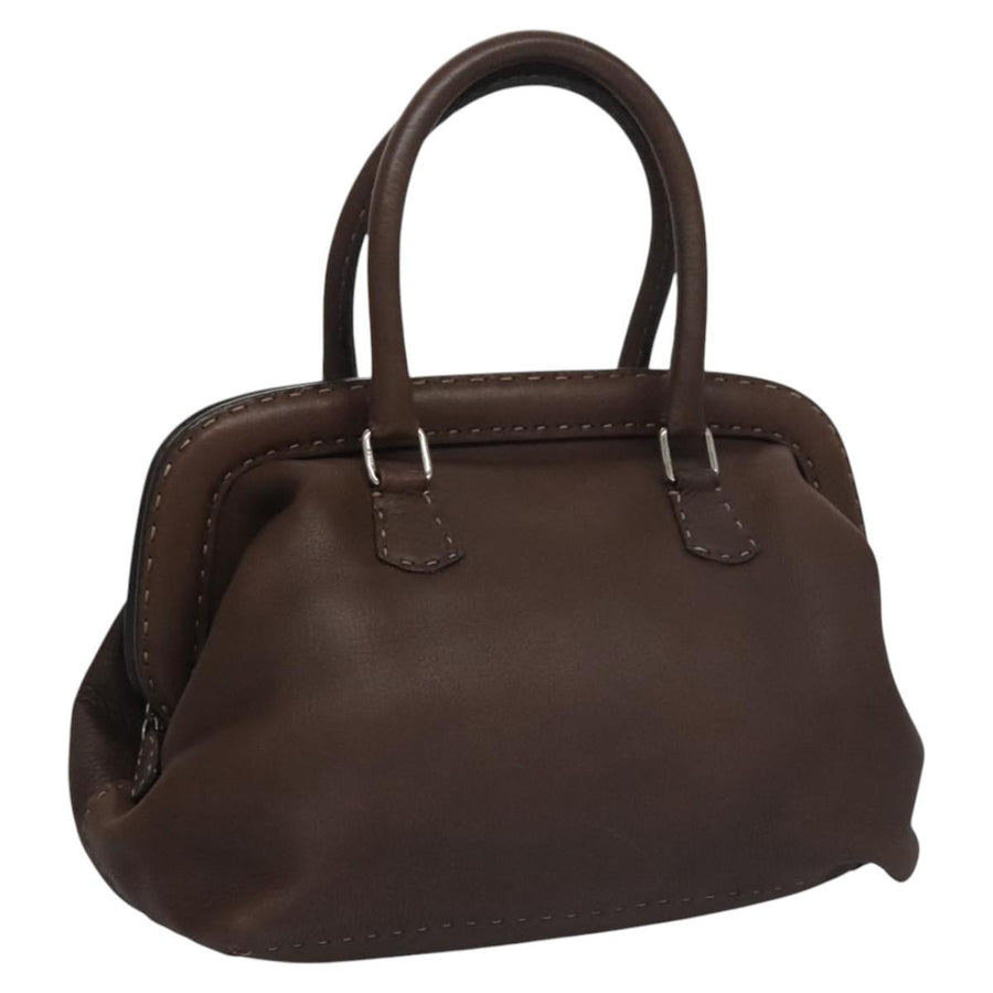 Fendi Leather Tote Bag with Handle Drop and Metal Accents