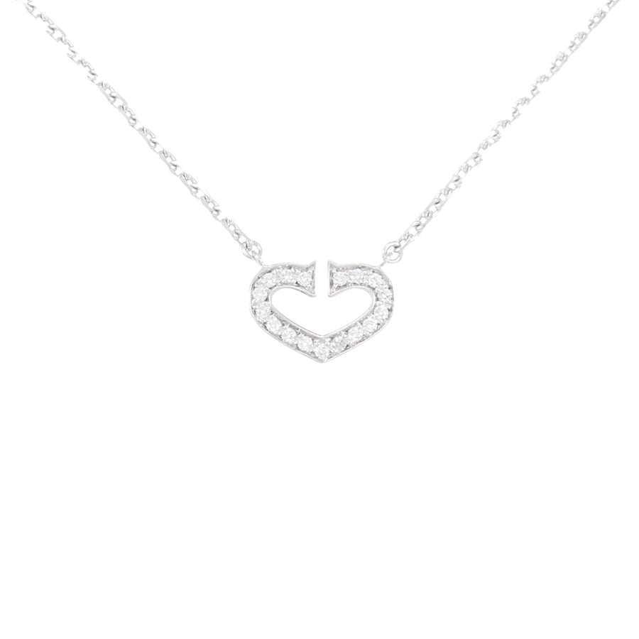 Cartier White Gold C Heart Pendant Necklace with Box and Certificate