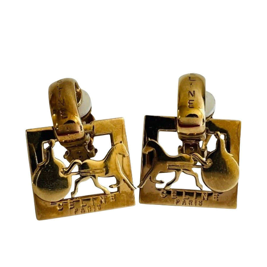 Celine Gold Plated Earrings with Box - Good Condition