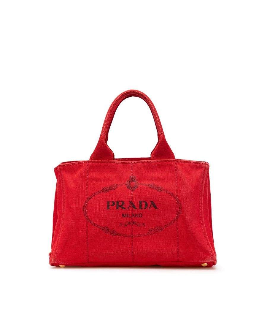 Prada Canvas Canapa Logo Satchel with Interior Pockets