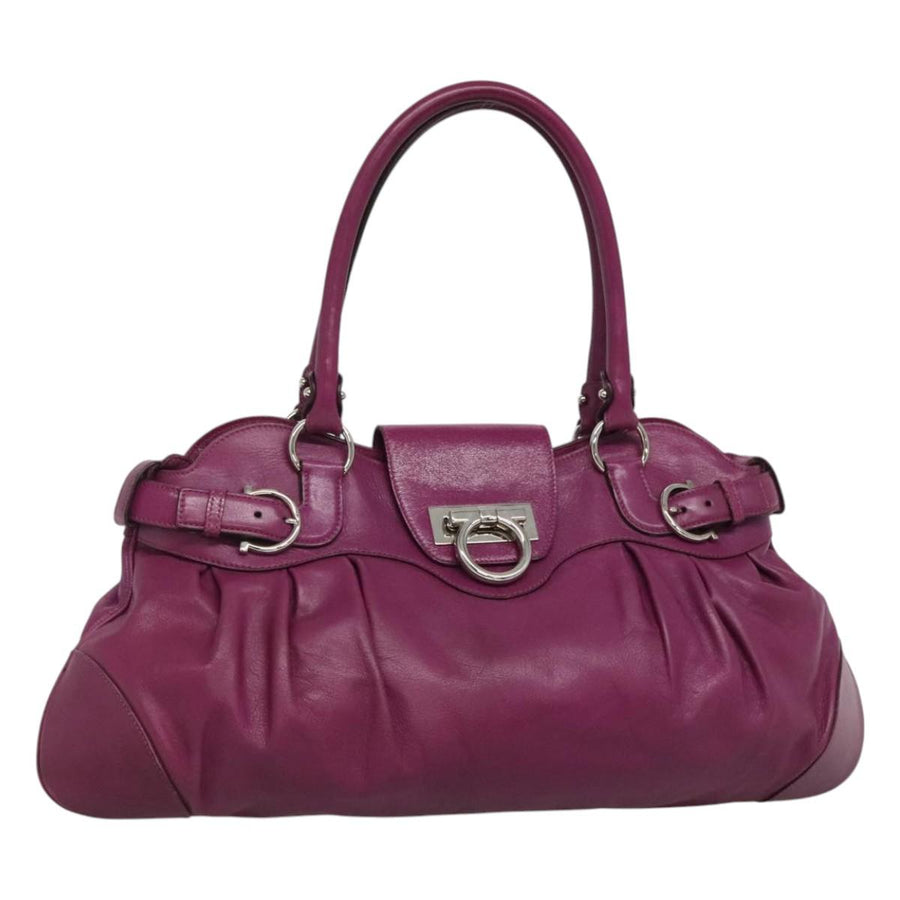 Salvatore Ferragamo Leather Shoulder Bag with Storage Odor and Slight Rubbing