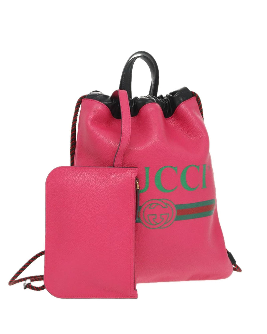 Gucci Luxury Leather Backpack with Pouch Accessory