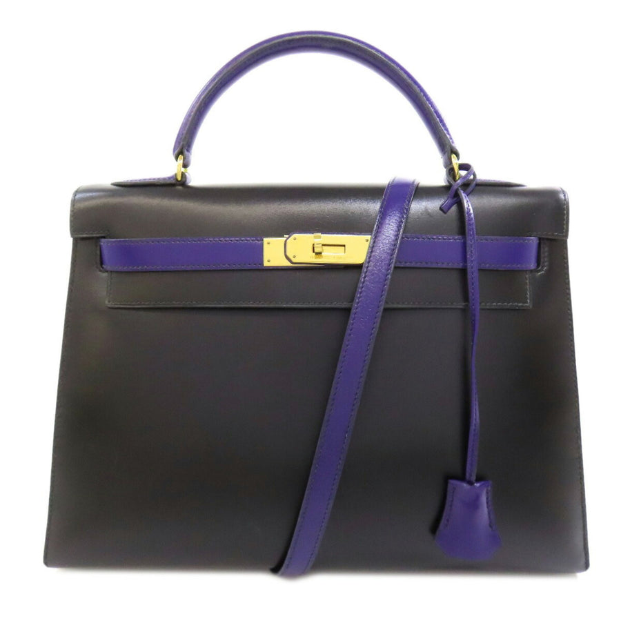 Hermes Leather Top Handle Bag with Clochette and Shoulder Strap