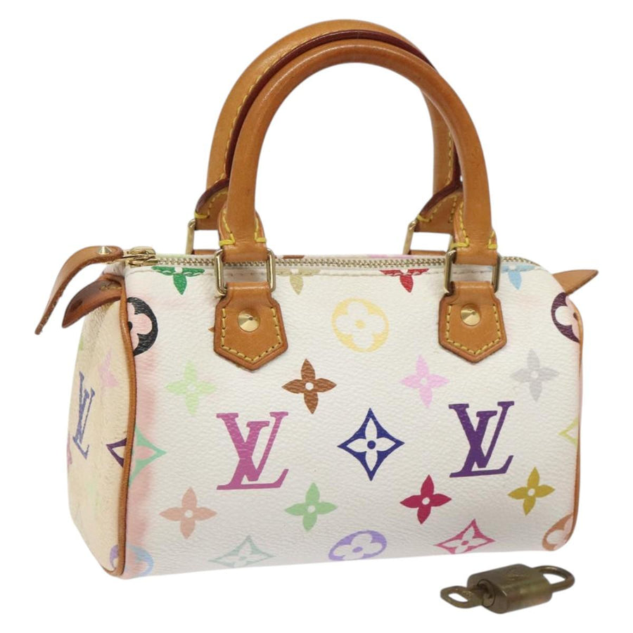 Louis Vuitton Mini Speedy Canvas Handbag with Dust Bag and Padlock