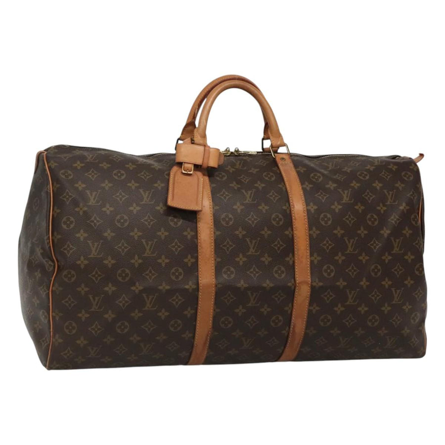 Louis Vuitton Designer Canvas Travel Duffel Bag with Name Tag