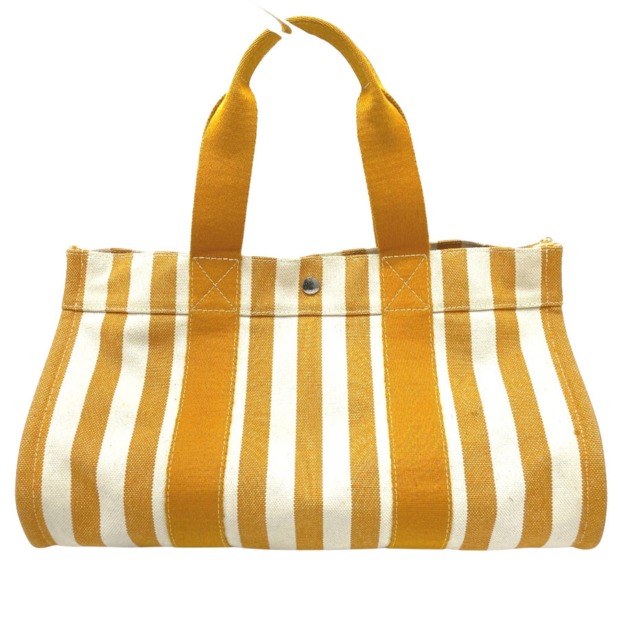 Hermes Striped Canvas Tote Bag