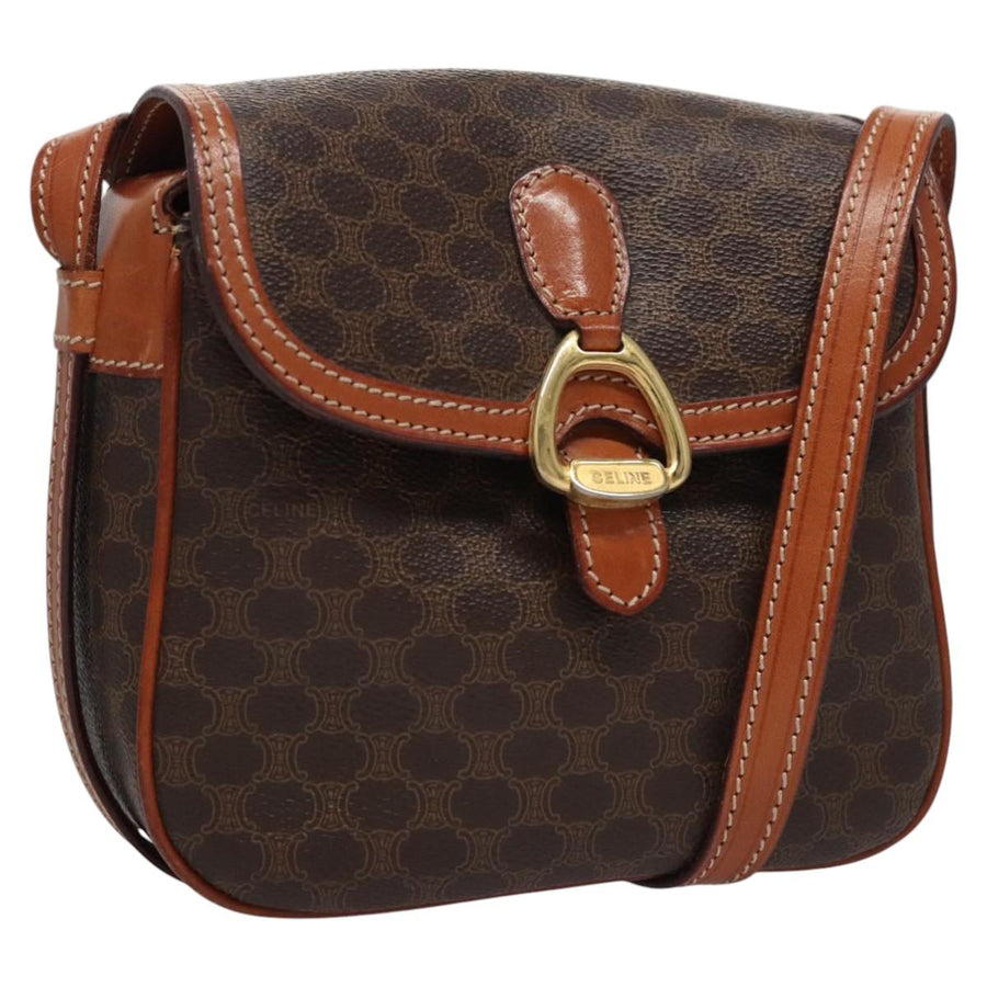Celine Canvas Shoulder Bag with Adjustable Strap and Metal Fittings