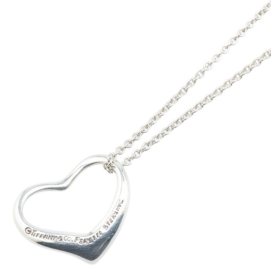 Tiffany & Co. Open Heart Silver Pendant Necklace