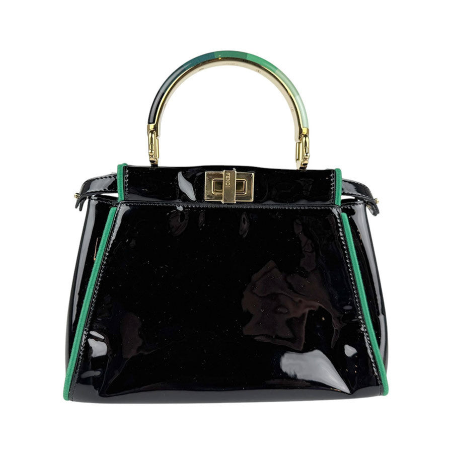 Fendi Peekaboo Patent Leather Shoulder Bag with Dust Bag and Strap