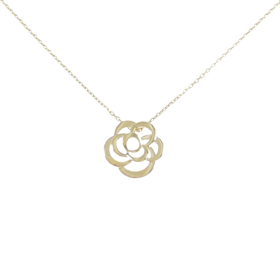 Chanel Yellow Gold Camelia Pendant Necklace