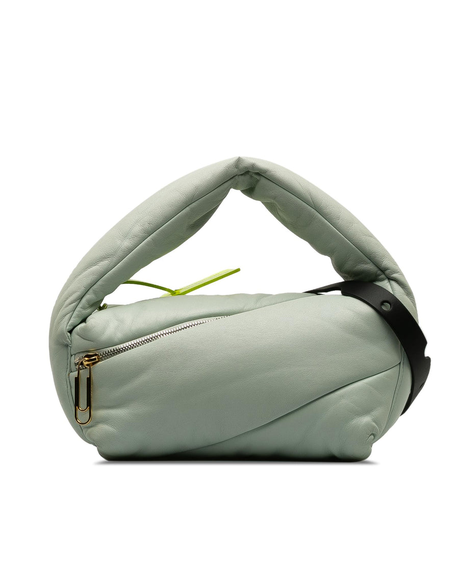 Off-White Leather Satchel with Rolled Handle and Detachable Strap