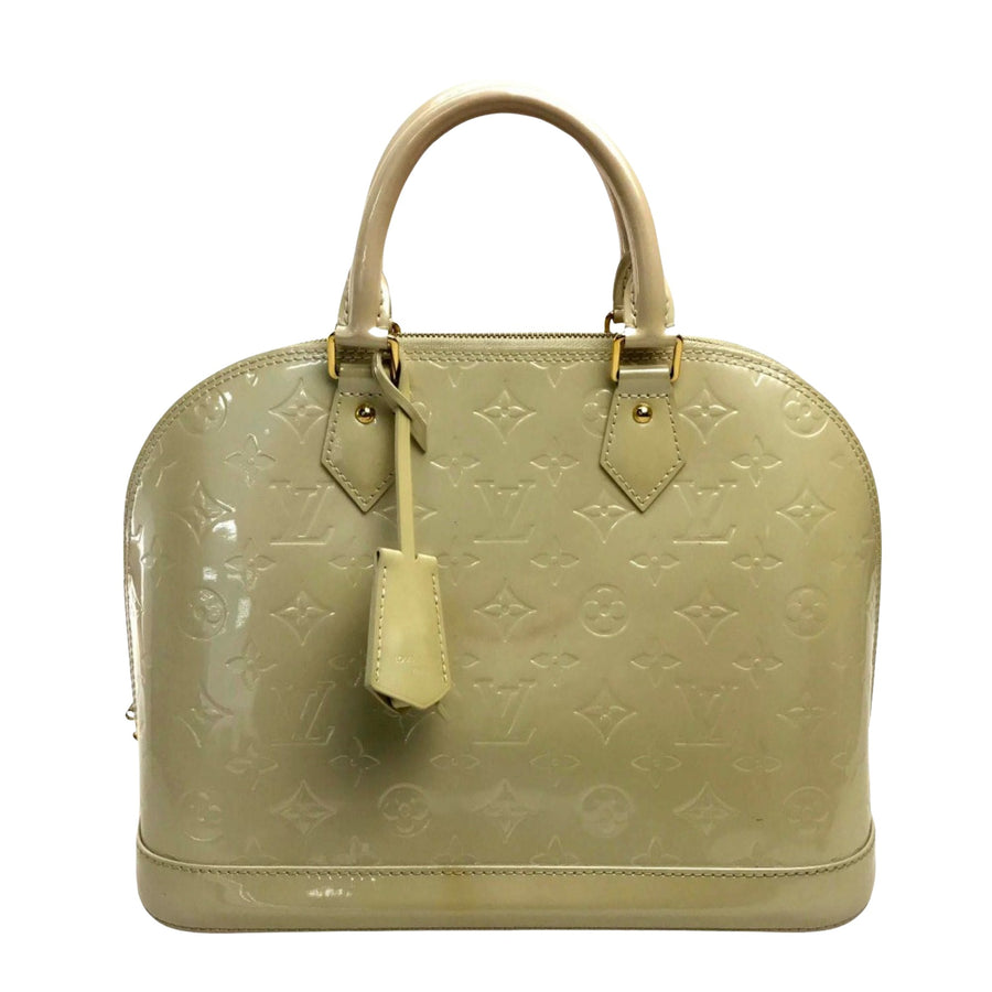 Louis Vuitton Patent Leather Alma Handbag with Lock and Key