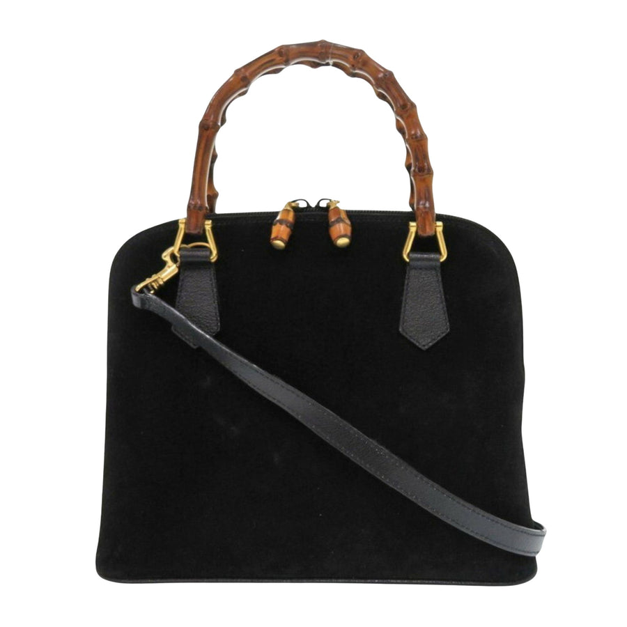 Gucci Bamboo Top Handle Suede Dome Bag