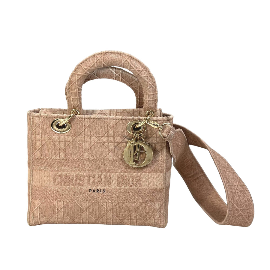 Dior Lady D-Light Cloth Shoulder Bag with Dust Bag
