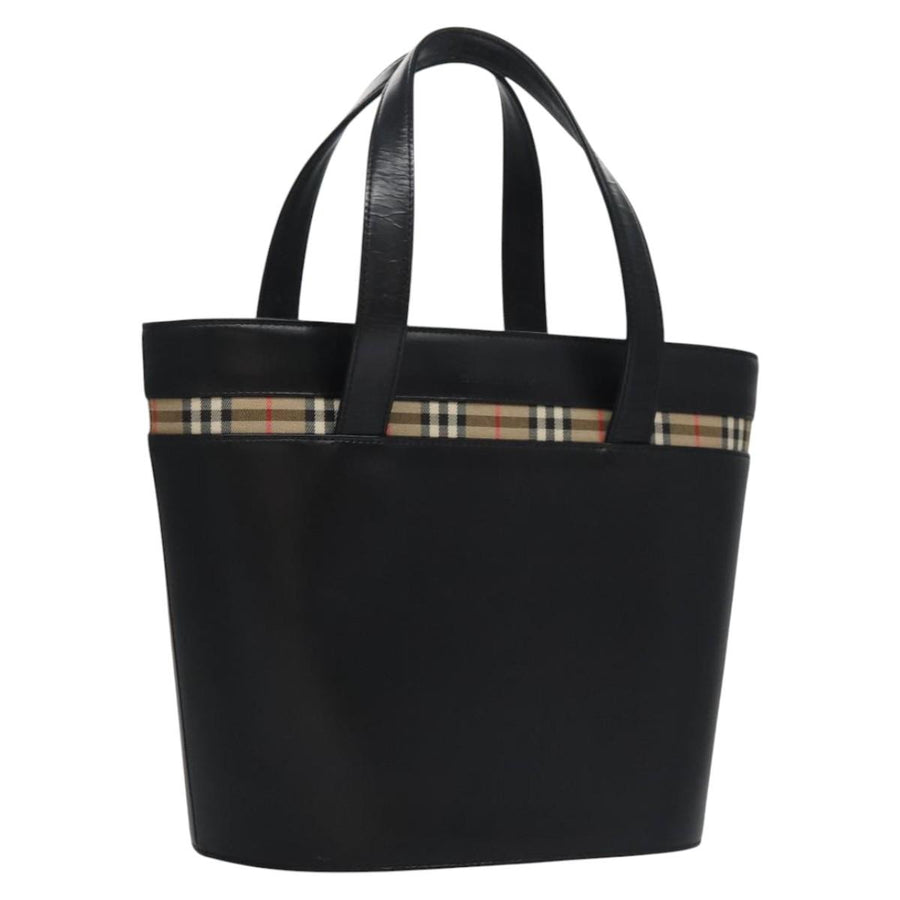 Burberry Leather Nova Check Handbag with Handle Drop and Metal Fittings