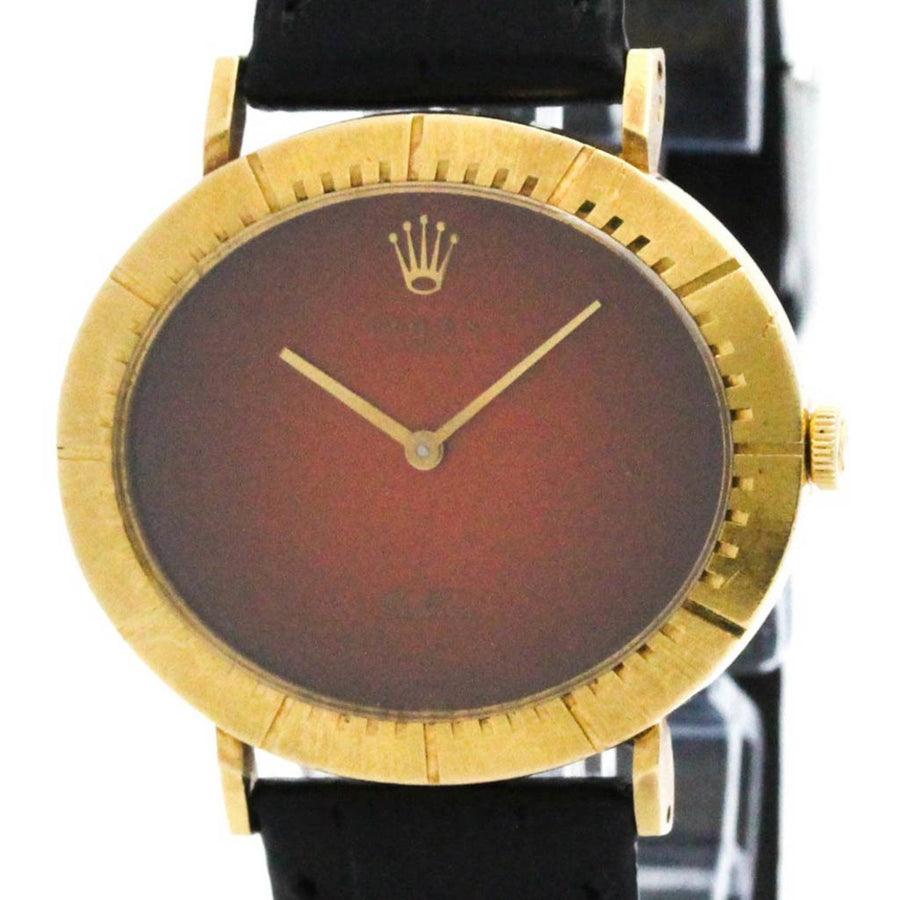 Rolex Elegant Yellow Gold Cellini Watch with Burgundy Dial