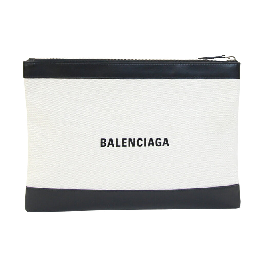 Balenciaga Canvas Leather Zip Clutch