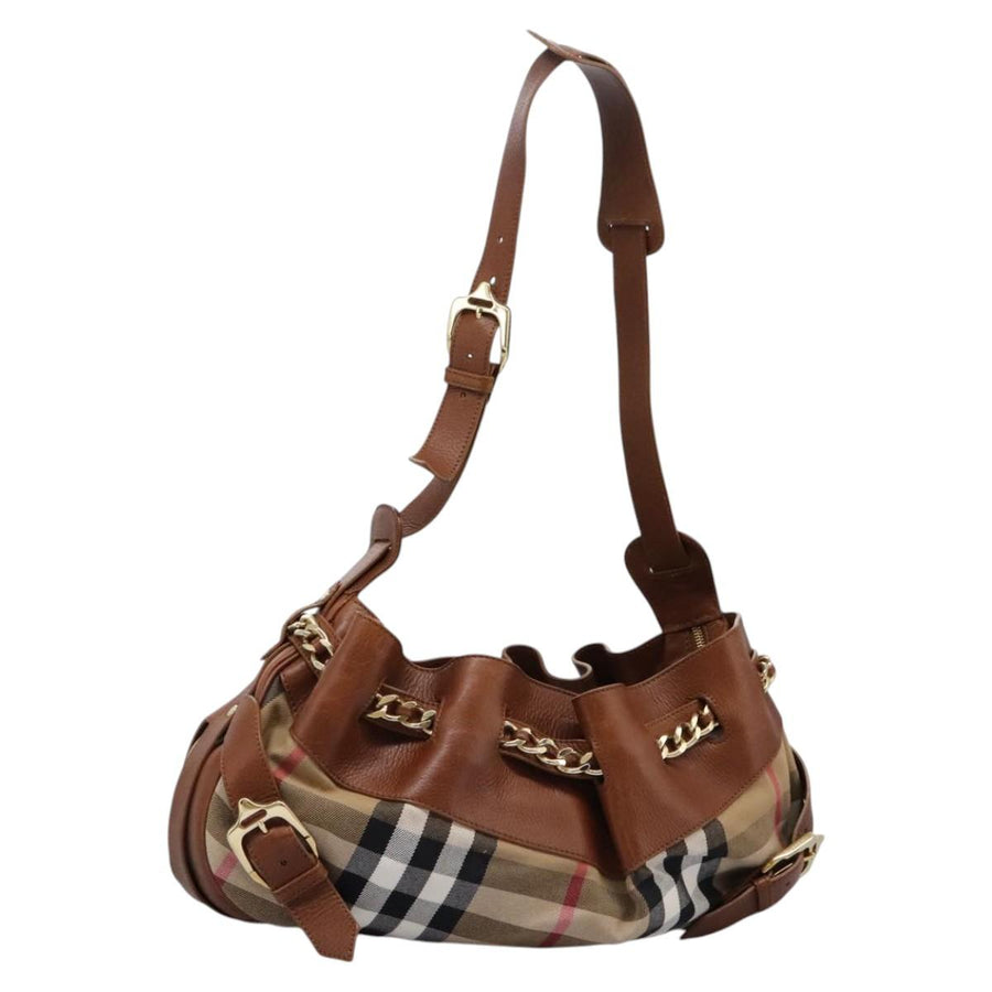 Burberry Canvas Check Pattern Shoulder Bag