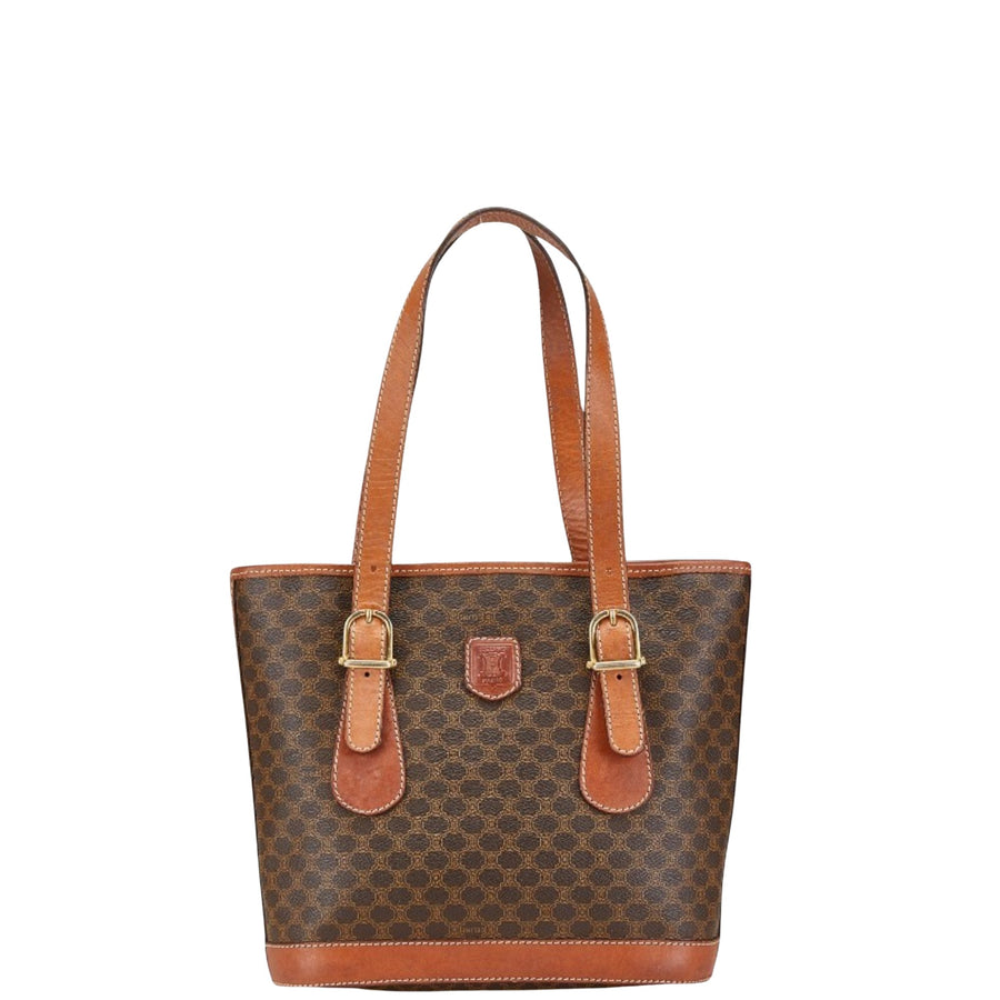 Celine Canvas Shoulder Bag with Macadam Pattern