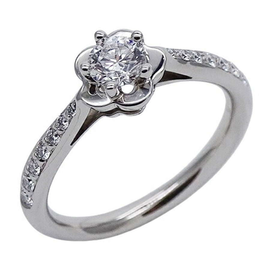 Chanel Platinum Diamond Camelia Ring with Box and Certificate