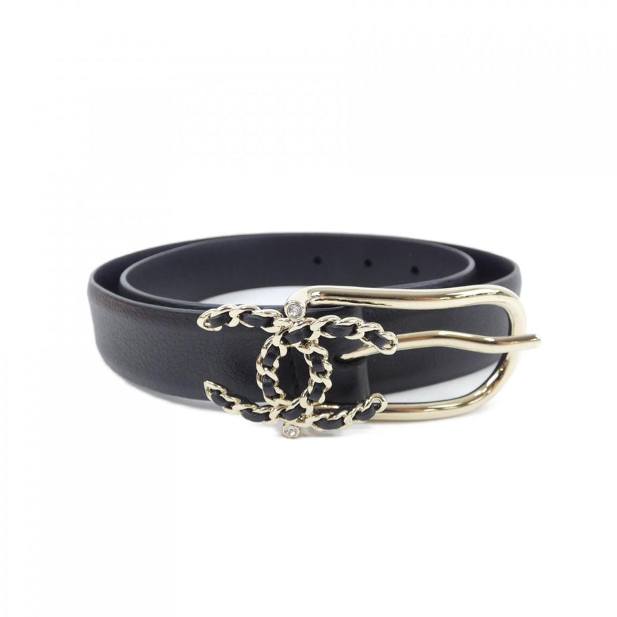 Chanel Leather Belt with Coco Mark and Buckle Detailing