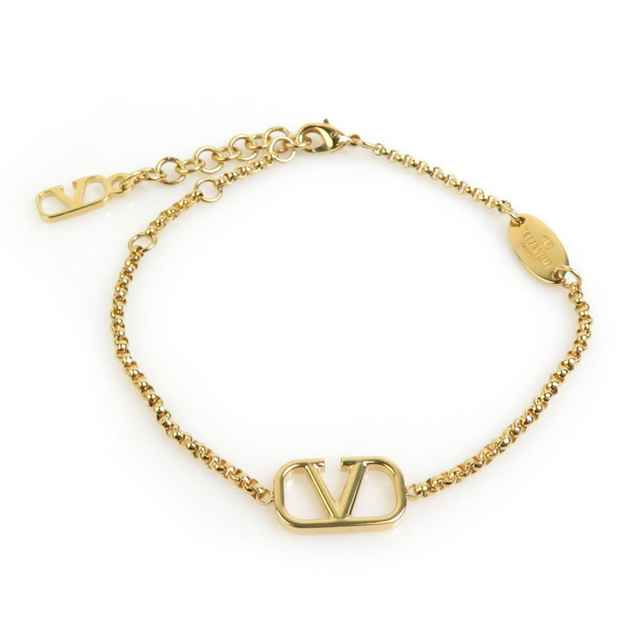 Valentino Gold Plated V Logo Bracelet with Box and Dust Bag