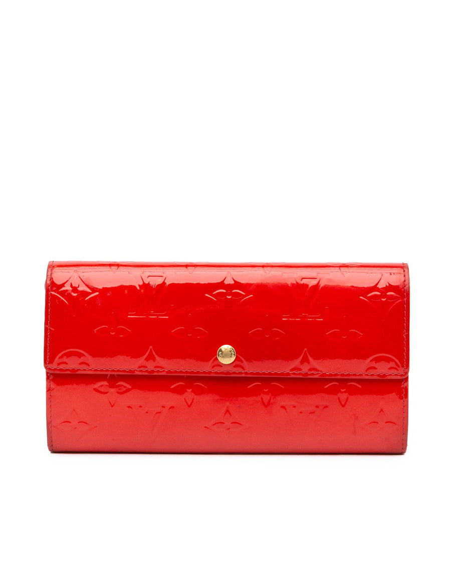 Louis Vuitton Monogram Vernis Leather Wallet with Snap Button Closure