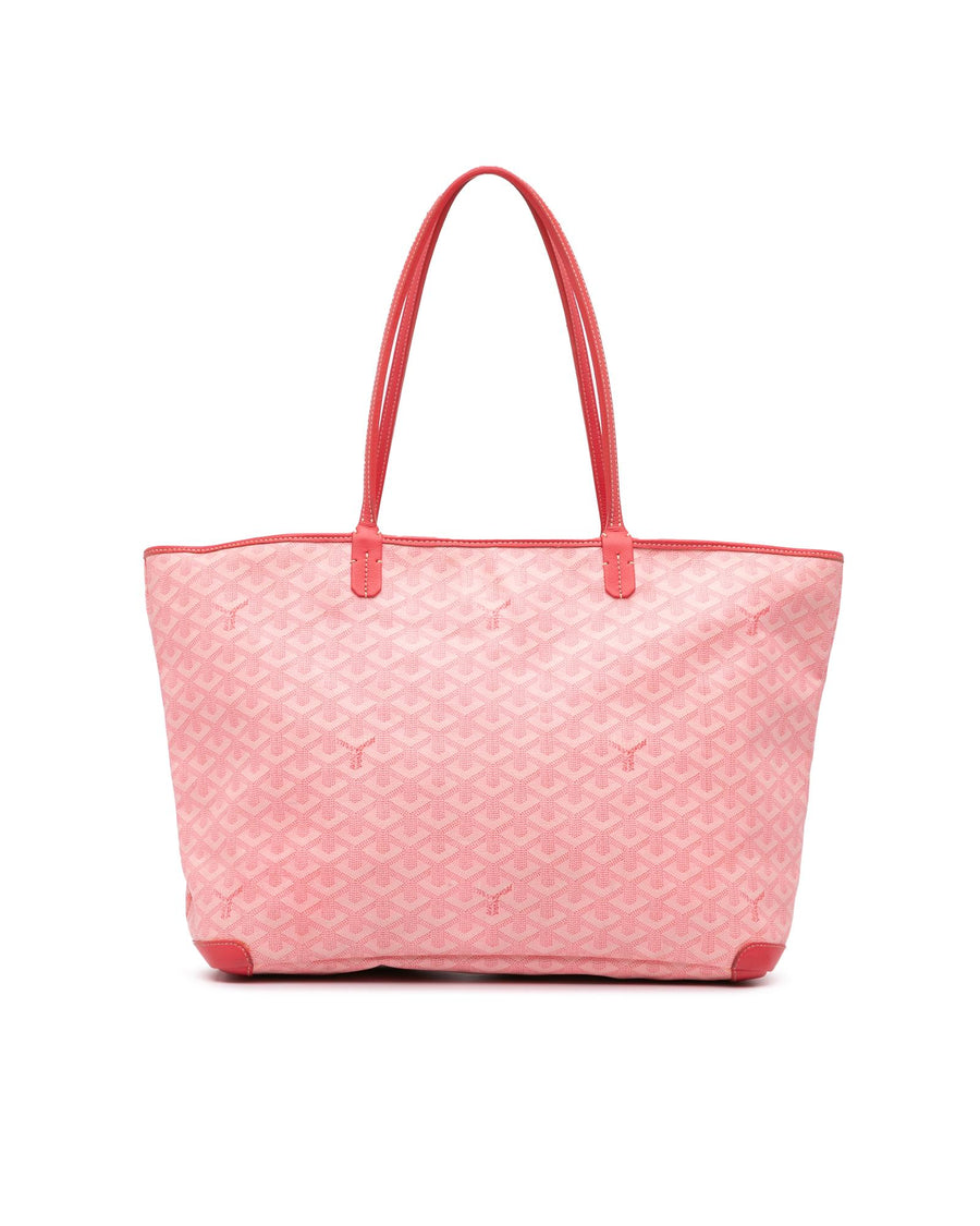 Goyard Coated Canvas Tote with Leather Trim and Top Zip Closure