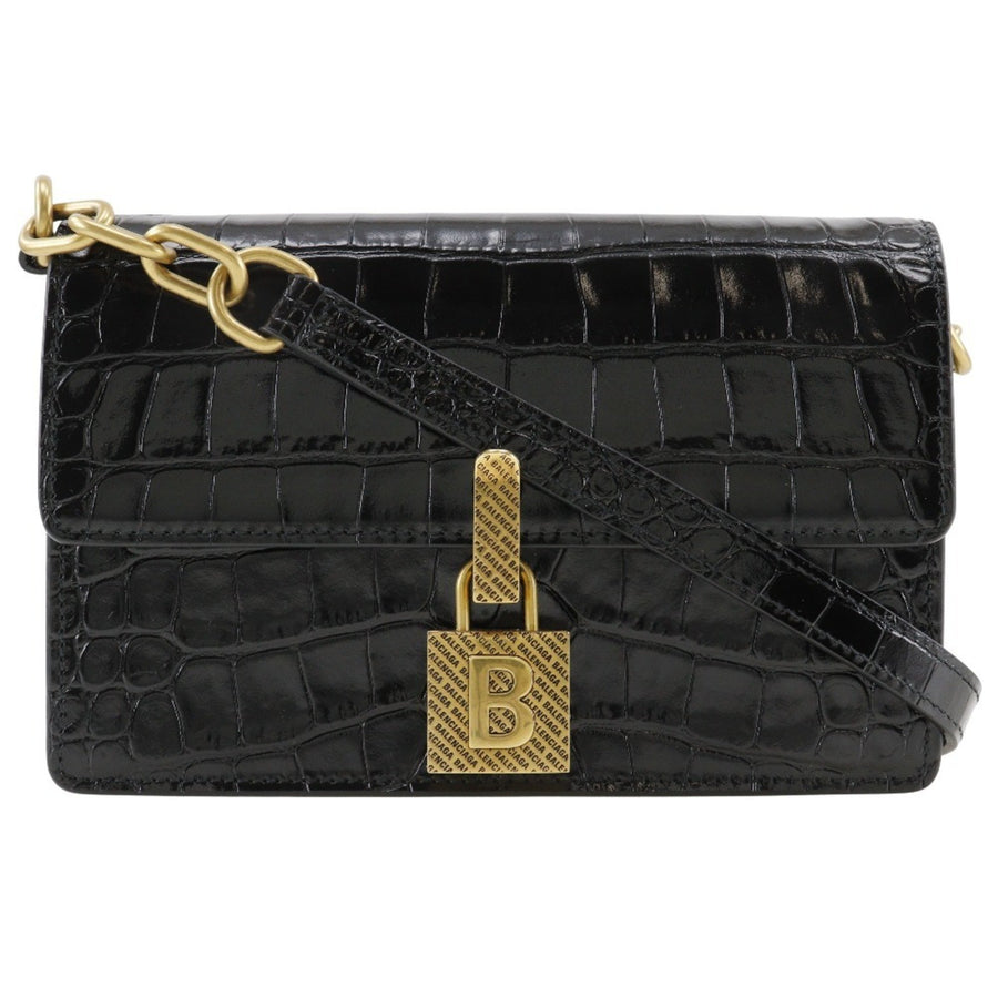 Balenciaga Luxury Leather Shoulder Bag with Dust Bag and Padlock