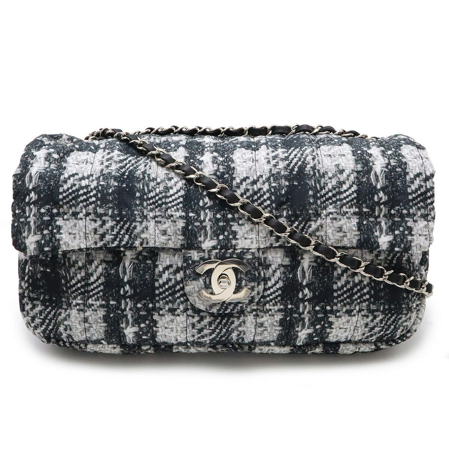 Chanel Tweed Single Flap Bag with Box and Accessories