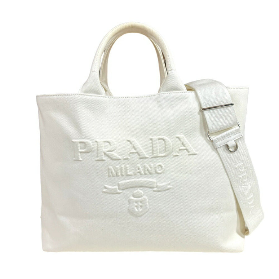 Prada Canvas Cabas Tote with Shoulder Strap and Guarantee Card