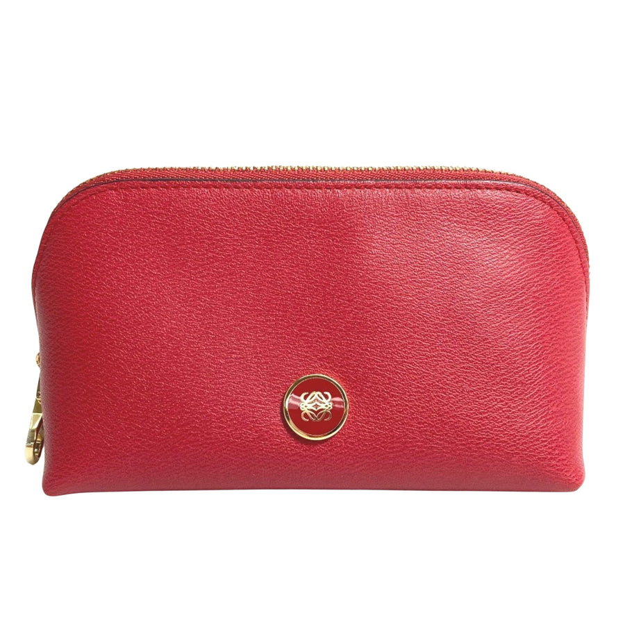 Loewe Leather Pouch with Minor Scratches and Peeling Fittings