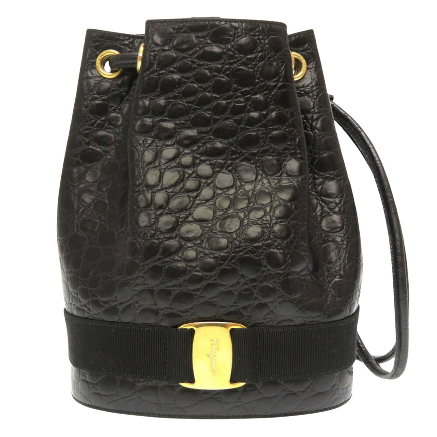 Salvatore Ferragamo Leather Vara Handbag with Adjustable Strap