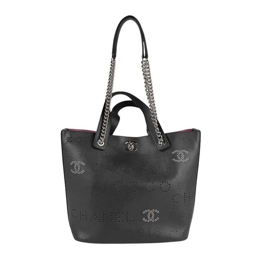 Chanel Leather Shopping Tote with Guarantee Card and Pouch